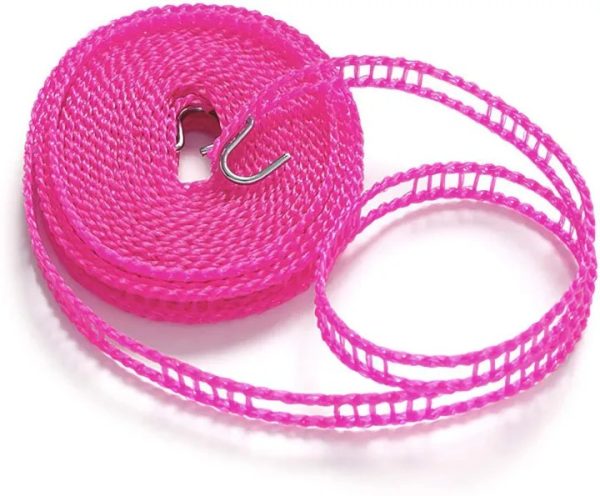 Plastic Windproof and anti-slip clothesline non slip clothes hanging rope with space to hang hangers, 5 meters long clothes hanging rope with hooks. - Image 5