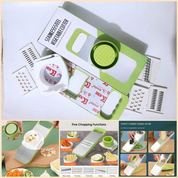 Stainless Steel 5in1 Multifunctional Vegetable Slicer Cutter - Image 5