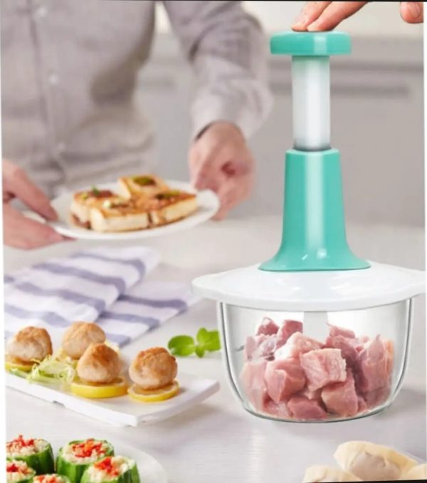 Manual Hand Push Chopper, Unbreakable Body with 2.4L Capacity, for Vegetables & Meat - Image 5
