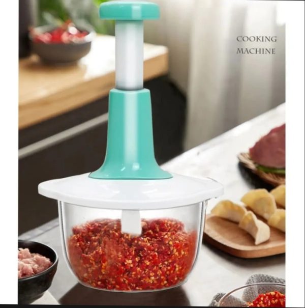 Manual Hand Push Chopper, Unbreakable Body with 2.4L Capacity, for Vegetables & Meat - Image 2