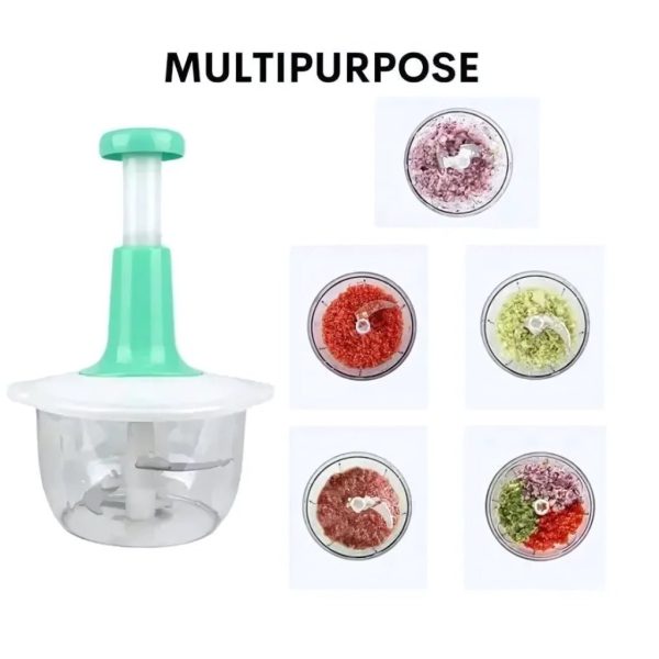 Manual Hand Push Chopper, Unbreakable Body with 2.4L Capacity, for Vegetables & Meat - Image 3