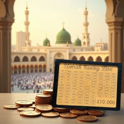 Umrah Saving Box – Wooden Islamic Money Saving Box – 280 Days Hajj & Umrah Savings Box Plan