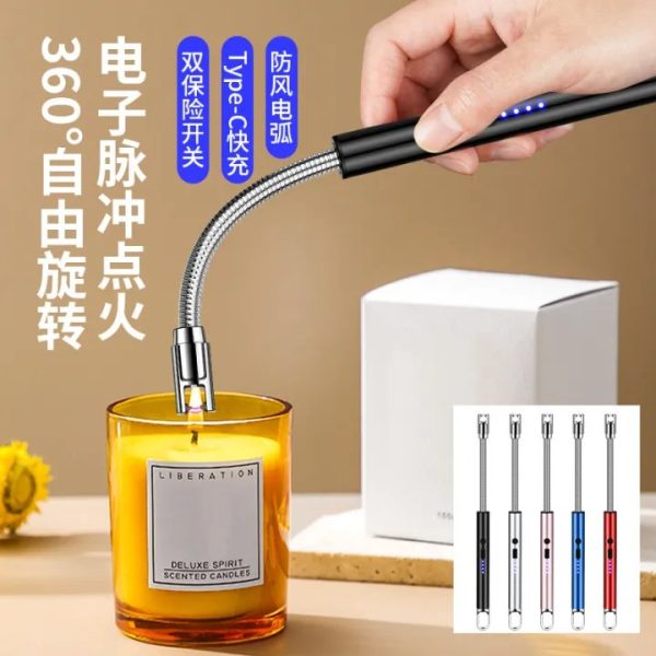 Rechargeable Electric Lighters,USB Lighter ,Stove Lighter, Geyser Long Lighter Use Plasma Arc to Ligh Candle, Windproof Arc Lighter, Candle Lighter, BBQ Grill Lighter, Camping Accessories with LED Battery Display Screen, Flameless 360° Flexible lighter - Image 3