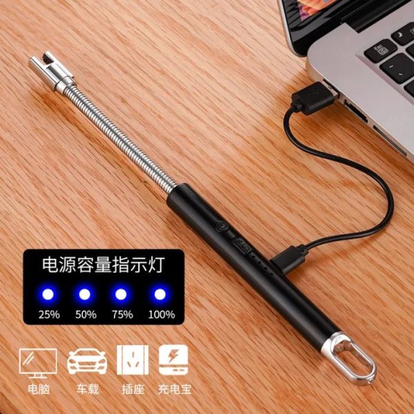 Rechargeable Electric Lighters,USB Lighter ,Stove Lighter, Geyser Long Lighter Use Plasma Arc to Ligh Candle, Windproof Arc Lighter, Candle Lighter, BBQ Grill Lighter, Camping Accessories with LED Battery Display Screen, Flameless 360° Flexible lighter - Image 4