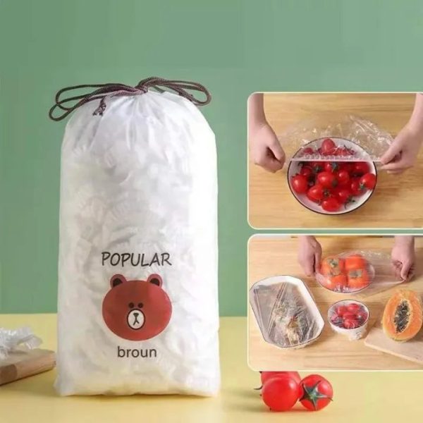 100Pcs Reusable Elastic Food Storage Covers Disposable Food Plastic Wraps Storage - Image 2