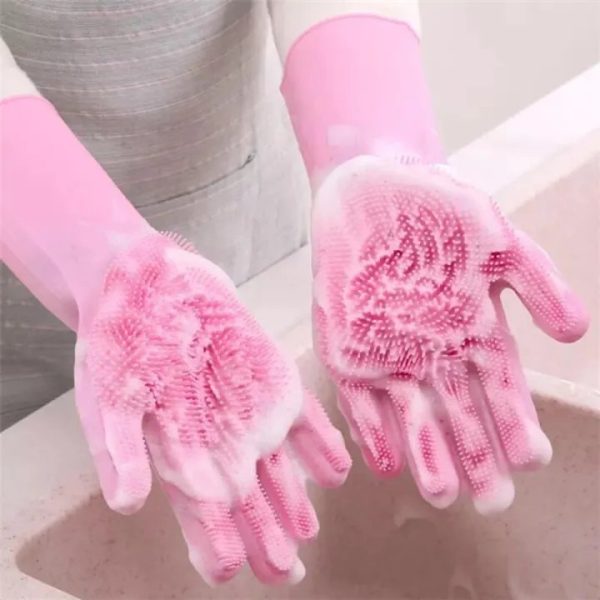 Magic Reusable Silicone Gloves with Wash Scrubber, Heat Resistant, for Cleaning, Household, Dish Washing, Washing the Car - Image 4