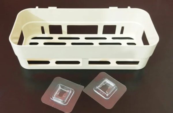Plastic Storage Rack for Bathroom & Kitchen - Wall Mount square Shape Storage Rack Organizer Shelf - Caddy Rack Storage Shelve - High quality Shampoo Holder for Bathroom Kitchen - Image 3