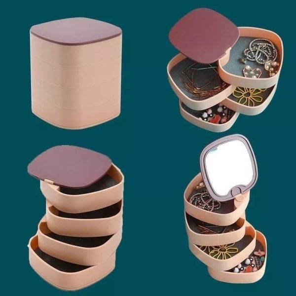 Jewelry Box Large Capacity Four Layer Stackable ABS Durable Rotatable Storage Jewelry Organizer For Jewelry items - Image 5