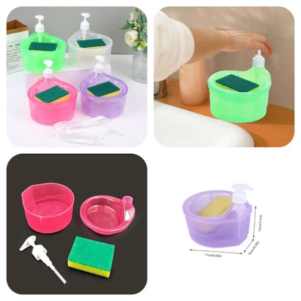 Soap Dispenser And Sponge Holder Easy Dispensing Multifunctional - Image 4