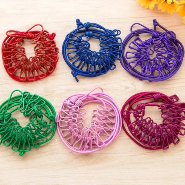 Portable Clothing Clothesline With 12 Clips Retractable Laundry Dryer Clothes Rope Drying Rack Cloth Hanging Line For Outdoor - Image 5
