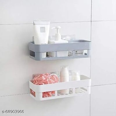 Plastic Storage Rack for Bathroom & Kitchen – Wall Mount square Shape Storage Rack Organizer Shelf – Caddy Rack Storage Shelve – High quality Shampoo Holder for Bathroom Kitchen