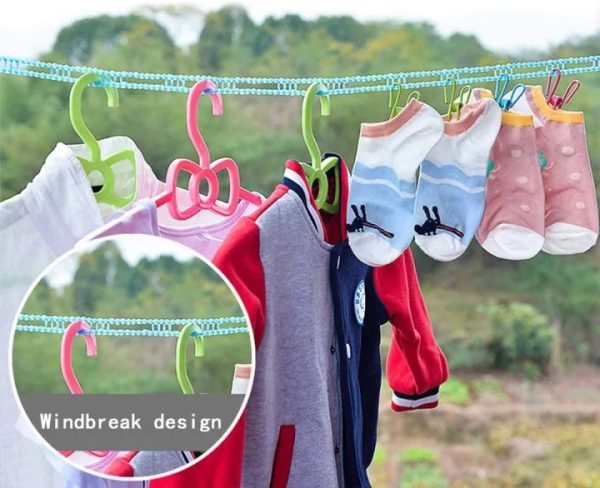 Plastic Windproof and anti-slip clothesline non slip clothes hanging rope with space to hang hangers, 5 meters long clothes hanging rope with hooks. - Image 4