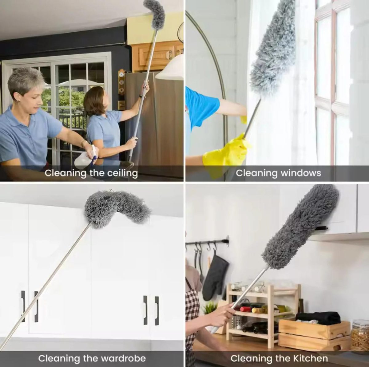 New High Quality Fan Cleaner Brush with Stainless Steel Long Rod Dust Cleaner Microfiber Feather Duster for Home Cleaning Accessories Spider Web Cleaner - Image 2
