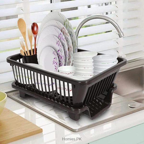 3 in 1 Large Durable Plastic Kitchen Sink Dish Drainer Rack