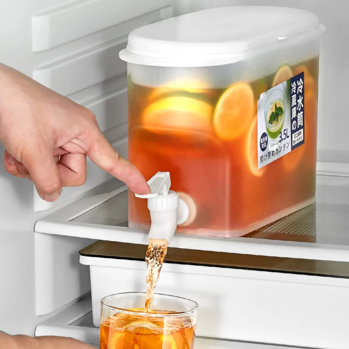 3.5L Large Capacity Curling Bottle with Spout Fruit Juice Dispenser , plastic drink dispenser,beverage dispenser with spigot, 1 gallon iced juice lemon water dispenser for party,daily use, milk dispenser for fridge storage gallon, small water dispenser. - Image 3