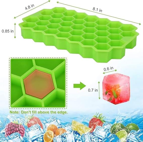 Round Mini Ice Cube Trays With Plastic Cover Flexible Silicone Bottom (random Color) - Image 3