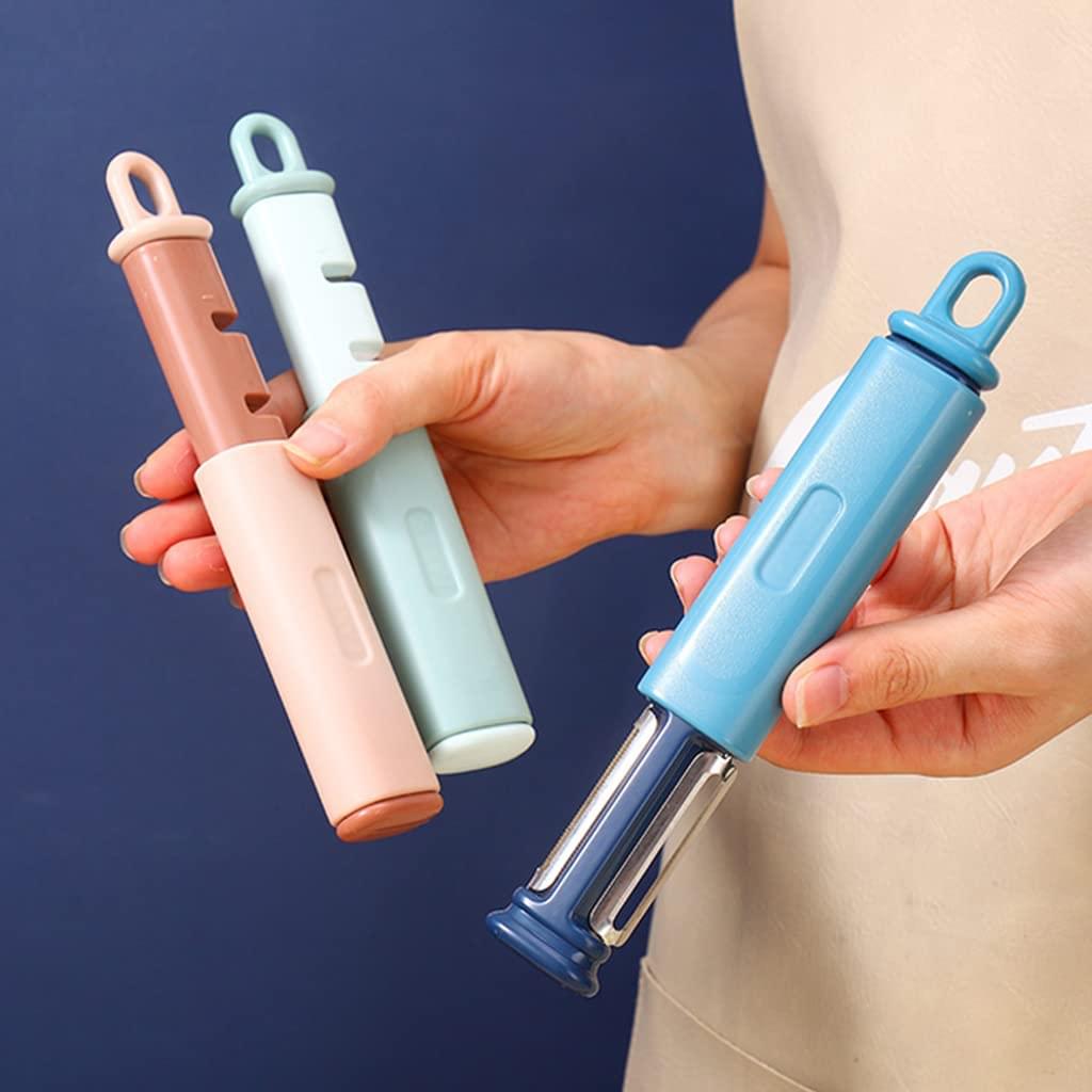 2 in 1 Multifunctional Stainless Steel Fruit Knife Peeler, Vegetable Peeler with Knife Julienne Peeler, Multi-Color Fruit and Vegetable Dual-Use Knife,Portable Peeling Fruit... - Image 2