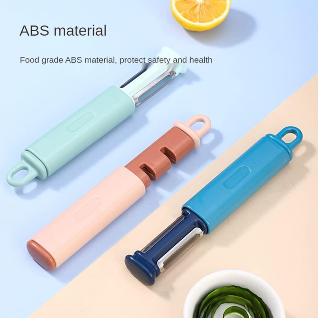 2 in 1 Multifunctional Stainless Steel Fruit Knife Peeler, Vegetable Peeler with Knife Julienne Peeler, Multi-Color Fruit and Vegetable Dual-Use Knife,Portable Peeling Fruit... - Image 1